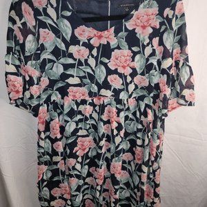 Staccato Black Dress with Pink Flowers